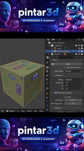 Bake Floaters to a Normal Map #blenderindonesia #blendertutorial #belajar3d #blender3d