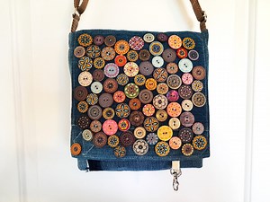 Denim Buttons Crossbody Bag, Button Art Purse - Etsy