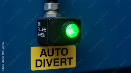 Powerful machine cleaning technology uses sensor and green indicator to monitor waste for efficient environment protection and sustainable waste