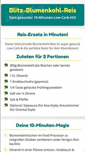 Blitz-Blumenkohl-Reis: Dein gesunder 10-Minuten-Low-Carb-Hit!\n\nReis-Er...