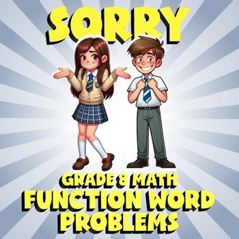 Function Word Problems SORRY Math Game - No Prep Grade 8 Review