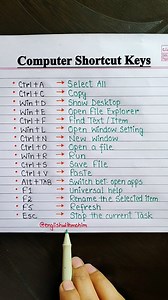 Computer Shortcut Keys 💻✨ . . . #english #englishlearning #shorts #reels #englishtips #fbreels #vocabulary #learn #englishclass #englishcourse #englishgrammar #viralreels #trendingreels #computer #shortcutkeys #usa | Tushar Ghosh