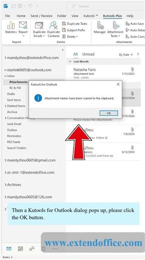 Quickly Copy Attachment Names in an Outlook Email