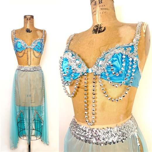 70s Fredericks of Hollywood Belly Dancer Lingerie Set, Sequined Bra and Skirt, Sexy Vintage Costume - Etsy