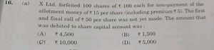(a) X Ltd. forfeited 100 shares of ₹ 100 each for non-payment o... | Filo