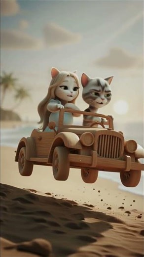 “AI Cats Share Their First Sweet Kiss on the Beach 😻”