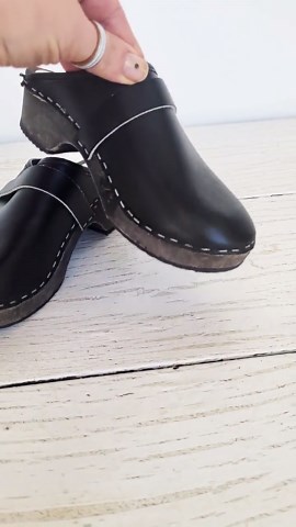 Vintage Black Leather Kids Clogs Traditional Scandinavian Wooden Platform Slip on Shoes - Etsy