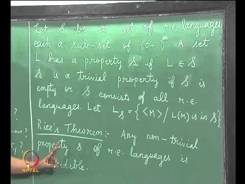 Mod-06 Lec-33 RICE'S THEOREM,LINEAR BOUNDED AUTOMATA,PROPERTIES OF TM