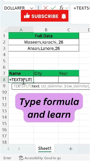 Want to split one Excel cell into 3 parts? 😳 #excel #microsoftoffice #textsplit #likeandsubscribe