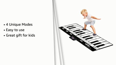 Click N' Play Mat with 24 Keys, 4 Unique Play Modes, 8 Musical Instrument Sounds | Music Mat Keyboard Toys | Floor Piano Pad Gift for Toddlers and Kids Ages 3-5,Black/White