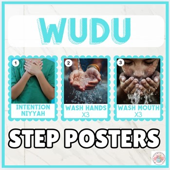 Wudu steps poster decals Muslim Ablution real pictures | Islamic Studies