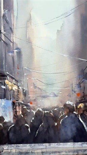 上野の通り × 透明水彩🎨 / Ueno Street × Watercolor #shorts