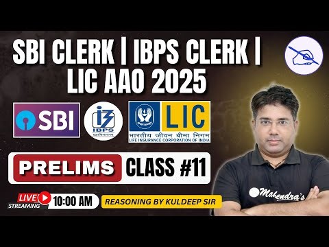 SBI, IBPS, LIC Clerk 2025 | REASONING CLASS 11: Puzzles & Seating Arrangement by Kuldeep Sir