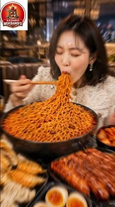 ASMR Mukbang 🔥 Giant Spicy Noodles, Grilled Sausages & Dumplings Luxury Restaurant Eating Show