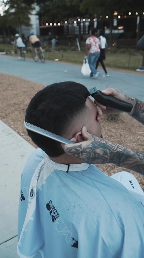 Giving free haircuts to strangers in public 💈Where should I go next? 💙 #vicblends #ChipsGotTalent #ShadowAndBone #barber #haircut #public