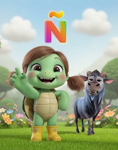 🐢🔤 La letra Ñ con Tina | Ñ de Ñu 🐃 Aprende el abecedario #shorts