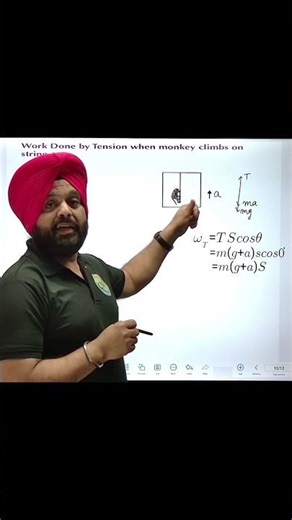 Work done by tension when monkey climbing on string(Part2)