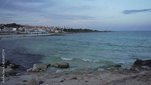 Playa Punta Prima Beach at dusk, Punta Prima, Menorca, Balearic Islands