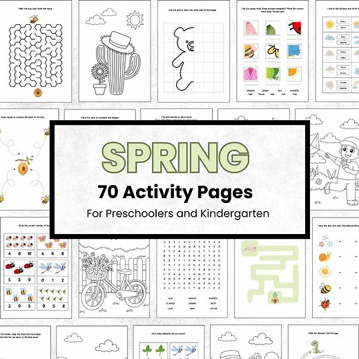 70 Spring Activity Pages, Spring Activity Kindergarten, Spring Printable for Homeschool, Preschool Worksheets, Spring Worksheet, Worksheets - Etsy