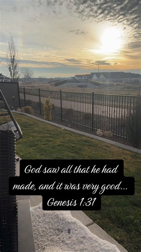 God saw all that he had made, and it was very good. And there was evening, and there was morning. Does the heavens and the Earth were completed in all their vast array. 🌅🙌🙏 Genesis 1:31 #blessed #lookup #GodisGood #faith #sunrise