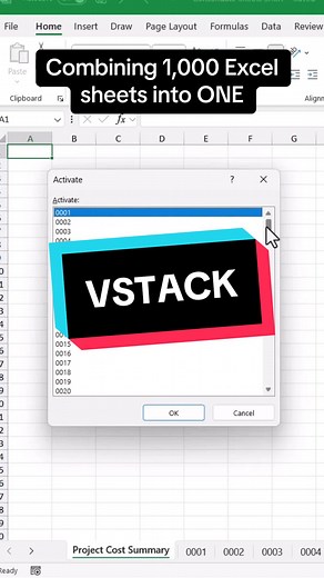 How to Combine 1000 Worksheets in Excel Using VStack Function