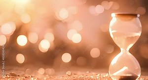 Hourglass with sparkling background symbolizing the passage of time, capturing the final moment. Concept Time Passing, Hourglass, Sparkling Background, Symbolic Moment, Capture,