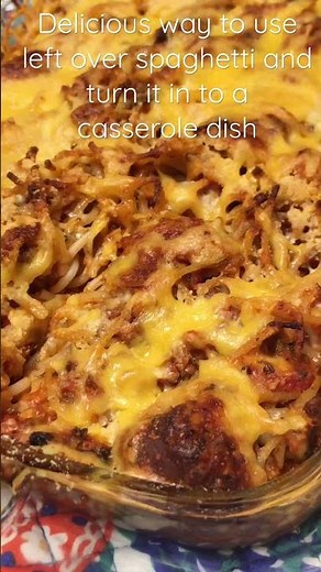 How to turn your left over spaghetti in to a casserole dish just add cheese and Bake! #Shorts