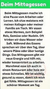 🍽️ Beim Mittagessen – Einfaches Deutsch A1-A2 | Wörter, Sätze & 100-Wörter-Text