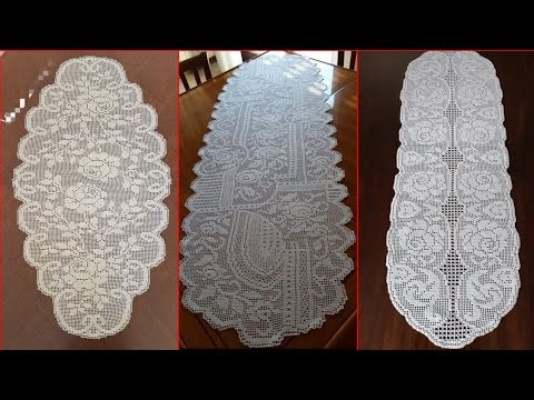 120 Oval Design Edges Crochet Fillet Table Runner Pattern Ideas #diy #crochet #trending
