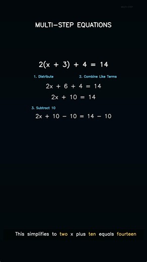 Solve Multi-Step Equations | Class 10 Algebra #maths #mathconcepts