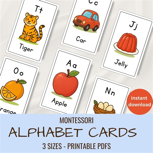 Montessori A-Z Alphabet Flashcards for Early Learning - Educational PDF Download - Etsy Canada