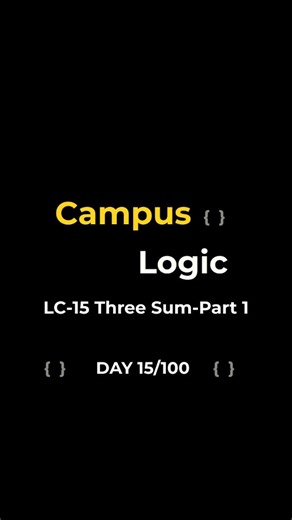 Campus Logic on Instagram: "LC-15 Three Sum #placementprep #100daysofcoding #javaprogramming #dsa #learntocode"