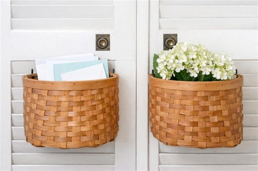 Set of 2 Louvered Door Hanging Baskets Wood Splint Wall Storage Basket Cabinet Door Organizer Farmhouse Cottagecore Decor Grandmacore Style - Etsy