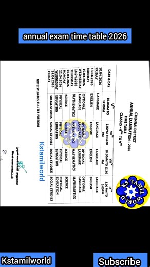 annual exam time table 2026