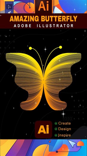 Amazing Butterfly Design in Adobe Illustrator | Line Art Butterfly Tutorial #shorts #logo #art