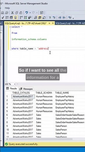 #SQL How to See All Columns in a Table? #datascience #coding #programming #mssql #databasemanagement
