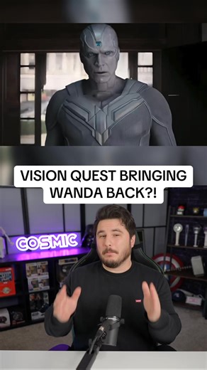 Visionquest is setting up the return of Wanda / The Scarlet Witch! Marvel showed a Visionquest trailer at NYCC and it reportedly showed Ultron talking about Wanda! #visionquest #scarletwitch #marvel #mcu #fyp | The Cosmic Wonder