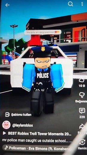 mr police man caught us outside school...😱😅 #roblox #robloxshorts