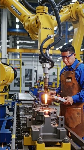 fanuc robot m-10id12 production in spot walding #machine #cncmill #cnc #robot #automobile #manufac