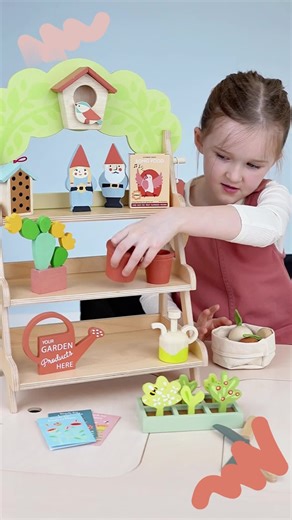 Mucky Wolf on Instagram: "🌿 Little gardeners, big imaginations! 🐦🪴⁠ Say hello to the Tender Leaf Garden Centre - a charming wooden playset packed with tools, pots, seedlings, gnomes, and even a birdhouse! 🌼⁠ ⁠ Kids can plant, water, and create their own seed packets for hours of nature-inspired fun. 🌱💧⁠ ⁠ 👧 Ages 3+⁠ 🌍 Sustainably made⁠ 🎁 Perfect for creative play"