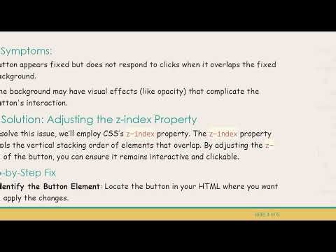 Resolving the click Issue for a Fixed Position Button Over a Fixed Background