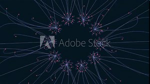Abstract circular pattern made of connected lines and centered dots, purpose and meaning unknown