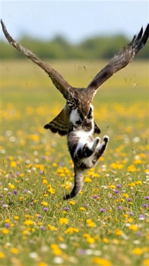 Hawk vs Cat – A Fight for Survival #animals #animation #ai #trending #cartoonsforkids #animalstory