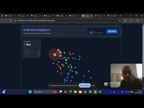Machine Learning Animation of the K nearest neighbors algorithm idea