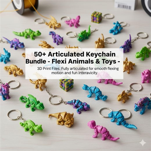 50  Articulated Keychain STL Bundle Flexi Animals & Toys 3D Print STL Files Print-in-place Keychains Flexi Mini Animals 3D Print Files - Etsy Canada