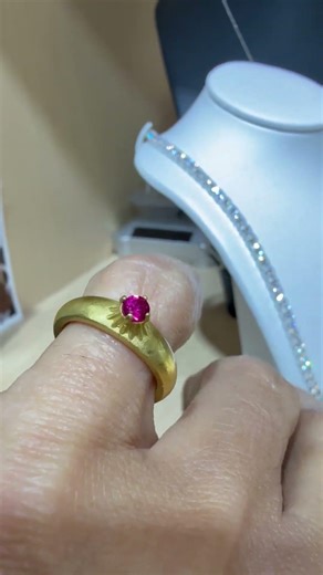 22K Gold Ruby Pinky Ring – Tiny Bold Natural Ruby Statement Ring