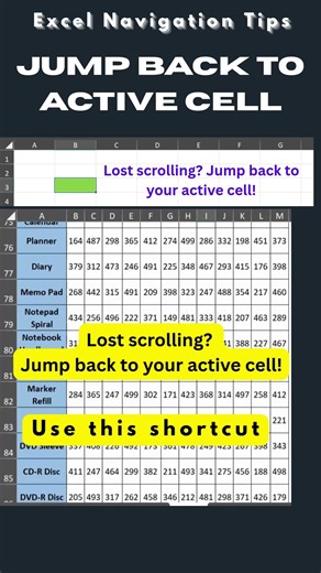 One Second Excel Trick | Jump to Active Cell #shorts