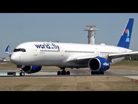 Airbus A350-900 WORLD2FLY Landing & Takeoff from Lisbon Airport