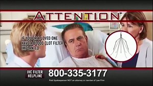 IVC Filter Helpline TV Spot, 'Filter Failure'