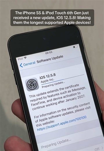 The iPhone 5S & iPod Touch 6th Gen just received a new update, iOS 12.5.8! Making them the longest supported Apple devices! #iphone #ipod #ios12 #oldphone #techtok